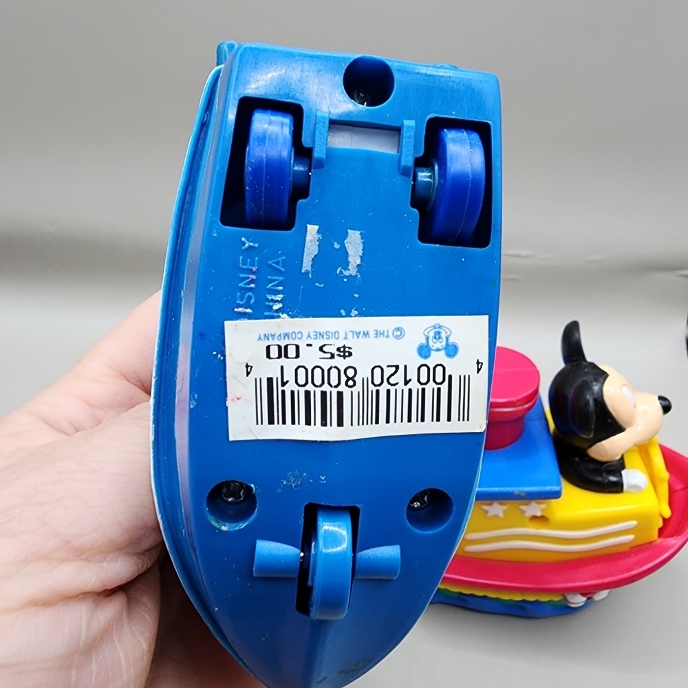 Disney Store Wind Up Boat Train Ship Mickey Goofy 3" - Picture 4 of 6